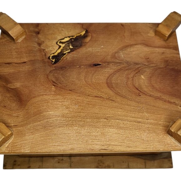 Wooden Trinket Box from Mallorca Spain Painted Dancers On Lid 5"x4"x3" vintage - Picture 3 of 6